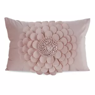 Poszewka na poduszkę 30 x 50 cm z welwetu kolor pudrowy zdobiona kwiatem 3D FLORES 2 Eurofirany