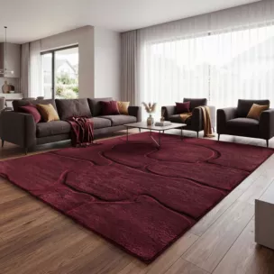 Dywan 200x290 cm bordowy wytłaczany z organicznym wzorem ALBA4 Eurofirany