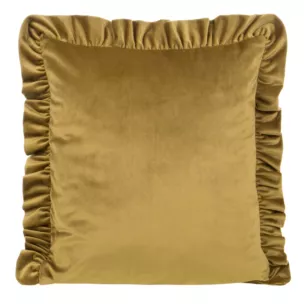 Poszewka na poduszkę 45x45 cm welwetowa zdobiona na brzegach falbanami złota VELVET 25 EUROFIRANY PREMIUM