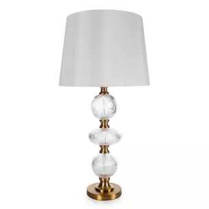 Lampa stołowa biało, złota SANNY z podstawy z szklanych bombek Eurofirany