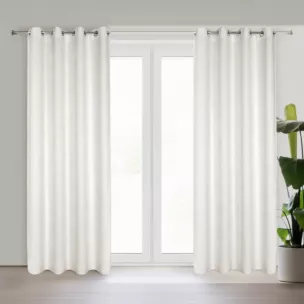 Zasłona jasnobeżowa z tkaniny szenilowej 135x250 przelotka ALETA Eurofirany