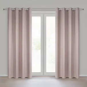 Zasłona o naturalnym splocie z efektem melanżu pudrowa 140x250 cm przelotki - JULA2 Eurofirany
