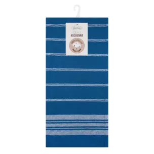 Komplet ściereczek kuchennych 2szt 50x70 cm bawełniany kolor niebieski w kratkę oraz subtelne pasy 200 g/m2 RUBI Eurofirany