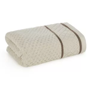 Ręcznik do rąk 30x50 cm bawełniany kolor beżowy o strukturze krateczki z ozdobną bordiurą 500 g/m2 FAVORI Eurofirany