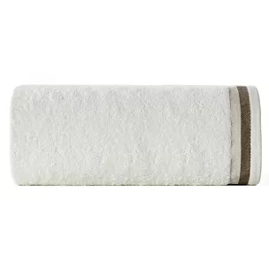 Ręcznik kąpielowy 50x90 cm bawełniany kolor kremowy z bordiurą w pasy 550 g/m2 NIKO Eurofirany