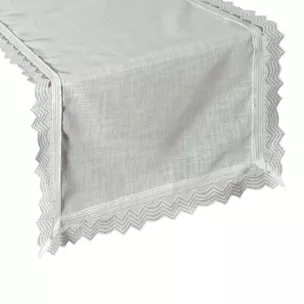Bieżnik na stół biały 35x180 cm SILEN obszyty koronką