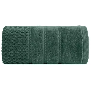 Ręcznik kąpielowy 50x90 cm bawełniany kolor zielony z ozdobną bordiurą w paseczki 500 g/m2 ADORE Eurofirany