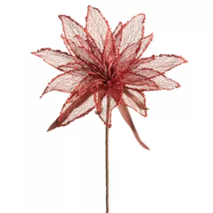 Kwiat sztuczny czerwony z siateczki 70 cm Eurofirany