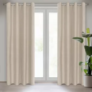 Zasłona beżowa o luźnym splocie w stylu cottage core 140x250 cm przelotkaLIDIA Eurofirany
