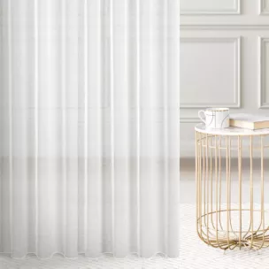 Firana szyta na taśmie 8 cm kremowa z matowej gładkiej etaminy, wykończonej obciążnikiem