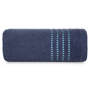 Ręcznik kąpielowy 70x140 cm bawełniany kolor granatowy z ozdobnym stębnowaniem na bordiurze 500 g/m2 FIORE Eurofirany
