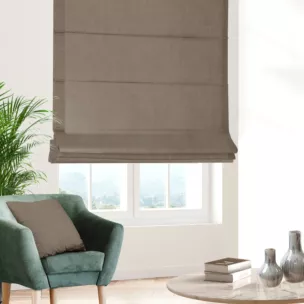 Roleta rzymska LUXOR brązowa z eleganckiej lśniącej tkaniny o drobnym splocie