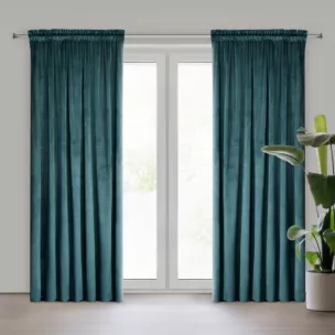 Zasłona ciemno turkusowa z tkaniny welwetowej 135x300 cm taśma ROSA Design 91 Eurofirany