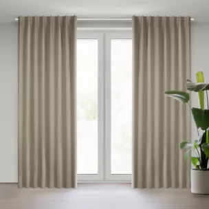 Zasłona ciemnobeżowa zaciemniająca 140x300 cm taśma imitująca flex MILAN Eurofirany