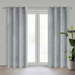 Zasłona stalowa z matowej tkaniny z widocznym naturalnym splotem 140x250 cm przelotka - ADELINA Eurofirany