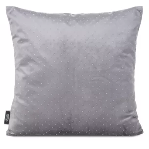 Poszewka na poduszkę 45x45 cm welwetowa zdobiona diamencikami grafitowa ARIADNA Eurofirany
