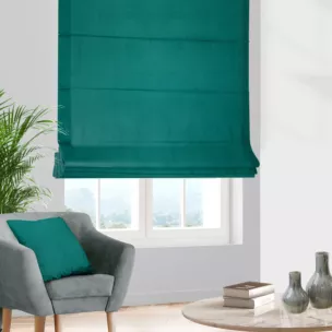 Roleta rzymska ciemnozielona z miękkiej półmatowej tkaniny welwetowej
