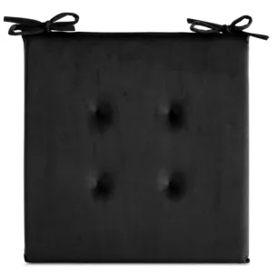 Poduszka na krzesło 40 x 40 x 3 cm welwetowa czarna z ozdobnym pikowaniem i praktycznymi troczkami GAJA Eurofirany