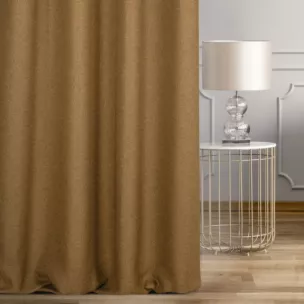 Zasłona szyta na taśmie fala brązowa z tkaniny o naturalnym splocie w stylu eko