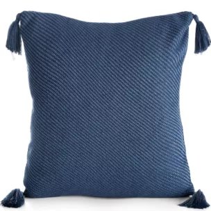 Poszewka na poduszkę 45x45 cm gładka z ozdobnymi chwostami na rogach granatowa POLY Eurofirany