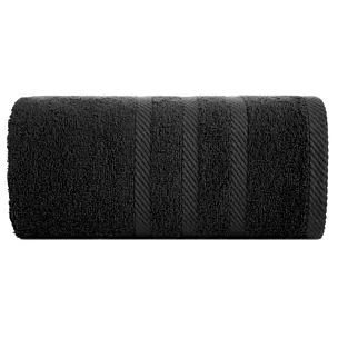 Ręcznik kąpielowy 70x140 cm bawełniany kolor czarny z ozdobną bordiurą 500 g/m2 MILO Eurofirany
