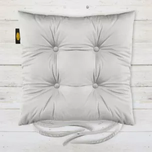 Poduszka na krzesło dwustronna 40 x 40 x 8 cm welwetowa jasnostalowa z czterema pikowaniami Eurofirany