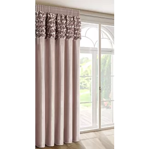 Zasłona pudrowa z welwetu zdobiona aplikacją 3D róż 140x270 cm taśma - ROSES Eva Minge Eurofirany