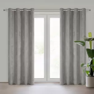 Zasłona stalowa z szenilowej tkaniny o strukturalnym splocie 140x250 cm przelotka - VANI Eurofirany