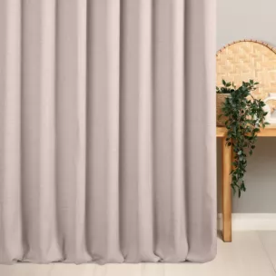 Zasłona szyta na przelotkach liliowa z tkaniny o naturalnym splocie z efektem melanżu