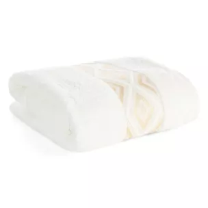 Ręcznik kąpielowy 50x90 cm bawełniany kolor kremowy z ozdobną geometryczną bordiurą AZARI Eurofirany