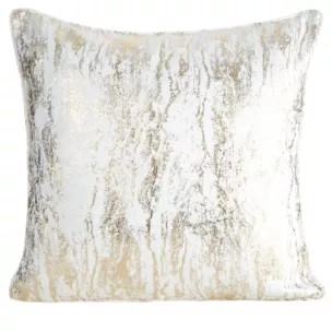 Poszewka na poduszkę 45x45 cm z przecieranym błyszczącym nadrukiem biało, szampańska ELISE Eurofirany