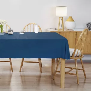 Obrus szyty ENYA granatowy z miękkiej półmatowej tkaniny welwetowej