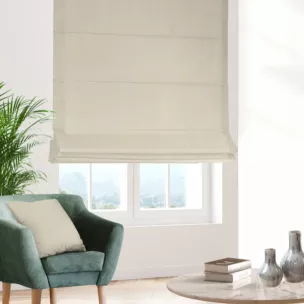 Roleta rzymska jasnobeżowa z miękkiej tkaniny welwetowej