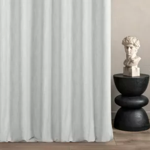 Zasłona szyta na tunelu kremowa z tkaniny o naturalnym splocie z efektem melanżu