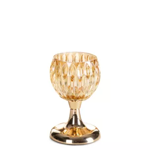 Świecznik dekoracyjny złoty ze szlanym tłoczonym kielichem  średnica 11x17 cm SALMA  Eurofirany