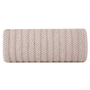 Ręcznik do rąk 30x50 cm bawełniany kolor beżowy zdobiony wzorem jodełki 550 g/m2 ETNO Eurofirany