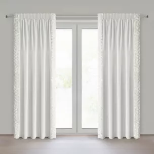 Zasłona kremowa z welwetu zdobiona aplikacją 3D róż 140x270 cm taśma - ROSES Eva Minge Eurofirany