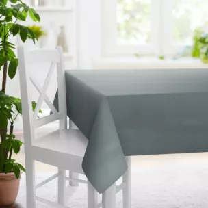 Obrus na wymiar popielaty z gładkiej tkaniny typu blackout