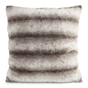 Poszewka na poduszkę 45x45 cm biała, ciemnobeżowa z przyjemnego futerka LUCY Eurofirany