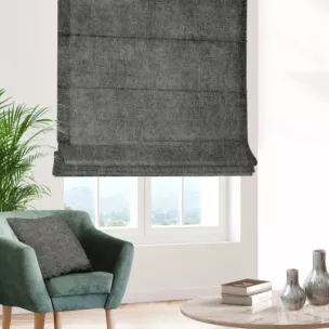 Roleta rzymska popielata z miękkiej tkaniny szenilowej