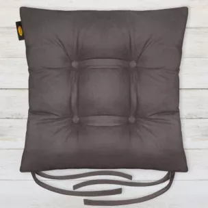 Poduszka na krzesło dwustronna 40 x 40 x 8 cm welurowa ciemnografitowa ADORE Eurofirany