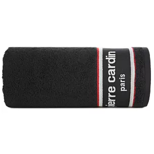 Ręcznik kąpielowy 70X140 cm bawełniany kolor czarny 450 g/m2 z żakardową bordiurą i haftowanym logiem marki Pierre Cardin KARLA Eurofirany