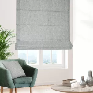 Roleta rzymska szara z tkaniny typu bukla z efektem melanżu
