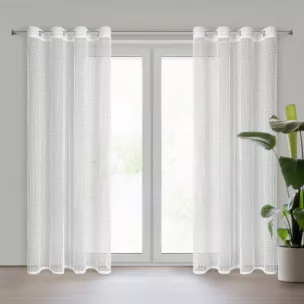 Firana biała o strukturze siateczki niewymagająca prasowania 140x250 cm przelotka MIRELLA Eurofirany