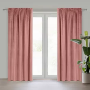 Zasłona ciemnoróżowa z gładkiego welwetu 140x300 cm taśma PIERRE Eurofirany