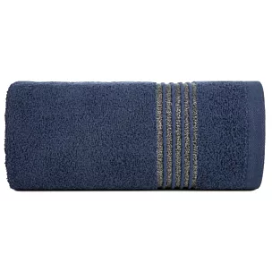 Ręcznik kąpielowy 70x140 cm bawełniany kolor granatowy zdobiony paseczkami 500 g/m2 LILA Eurofirany