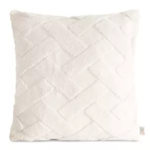 Poszewka na poduszkę 45x45 cm z miękkiego pluszu zdobiona wypukłym wzorem kremowa CARO DESIGN 96 Eurofirany