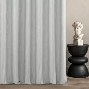 Zasłona szyta na taśmie 5 cm platynowa z tkaniny o naturalnym splocie z efektem melanżu