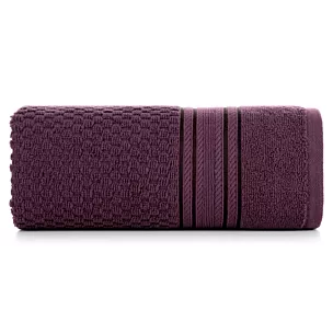 Ręcznik kąpielowy 50x90 cm bawełniany kolor ciemnofioletowy zdobiony subtelnymi paseczkami 500 g/m2 DAVOS Eurofirany