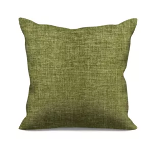 Poszewka szyta zielona z tkaniny zaciemniającej typu dimout o naturalnym splocie, z efektem melanżu
